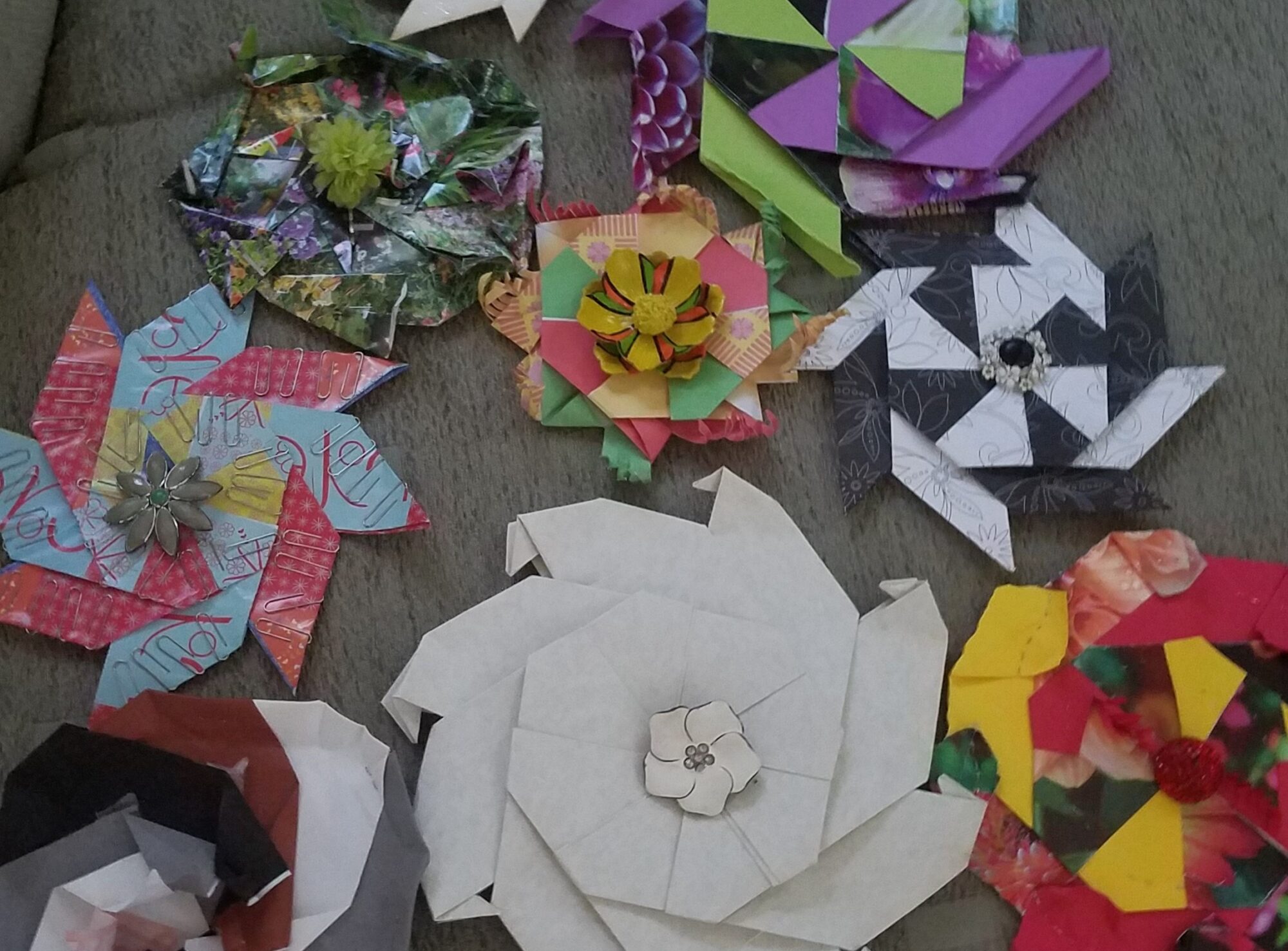 Paper and crystal adorned sacred icons desigs